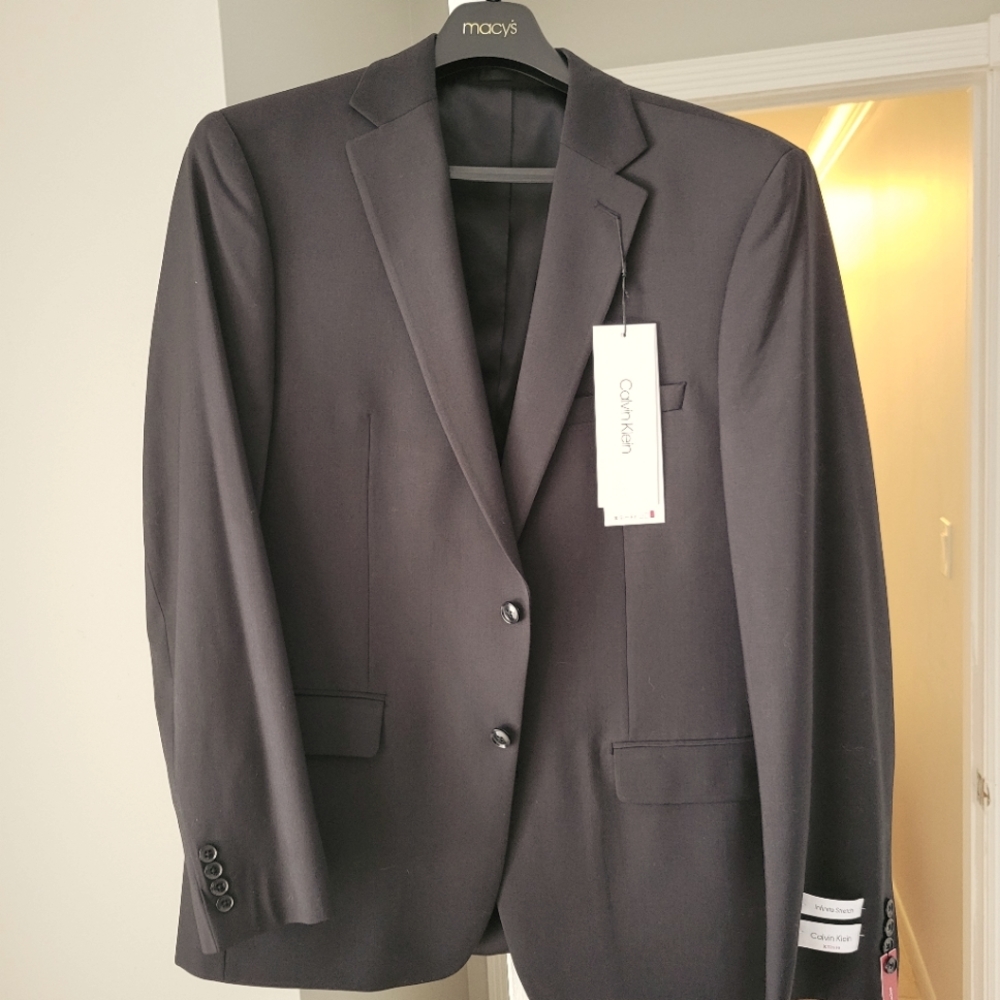 Calvin Klein Black Suit Jacket, X Slim Fit, infinite stretch 44L (NWT)